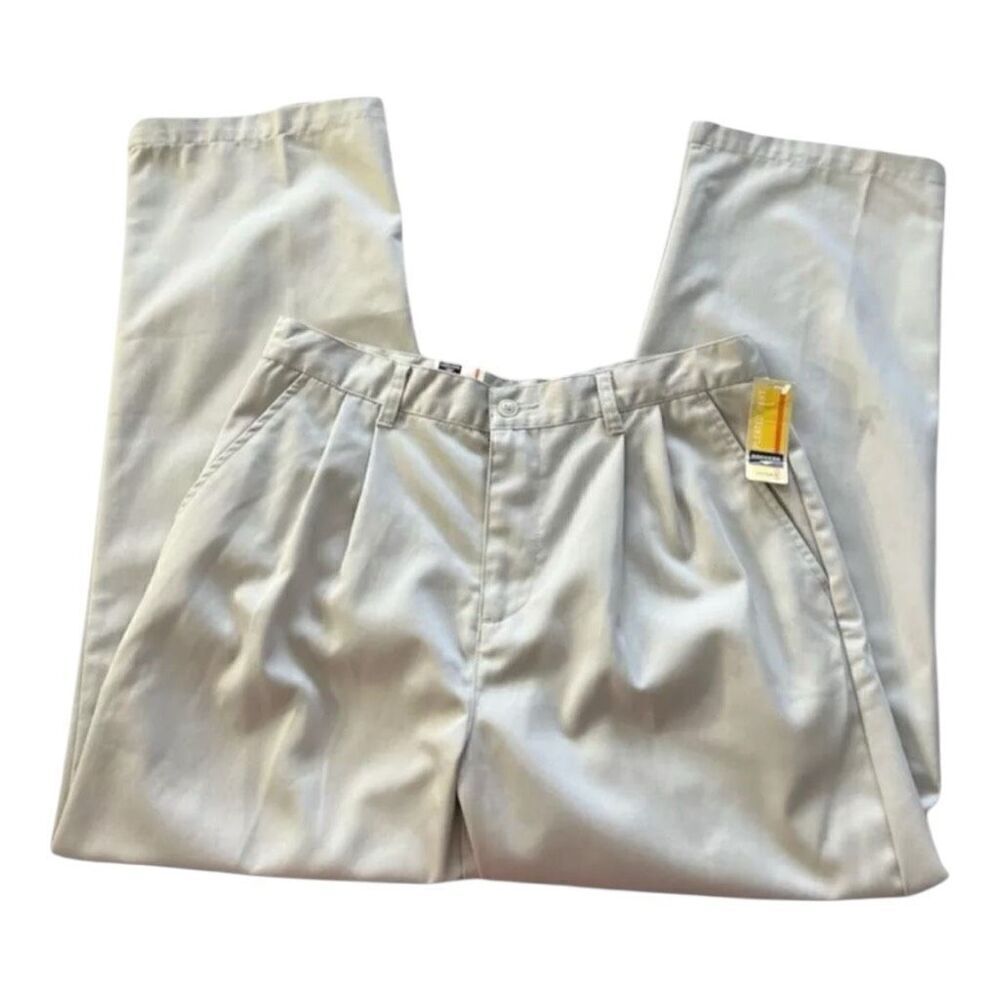 Dockers Boys Pleated Pants Husky Fit Size 11 Beige Cotton Straight Leg W31xL27